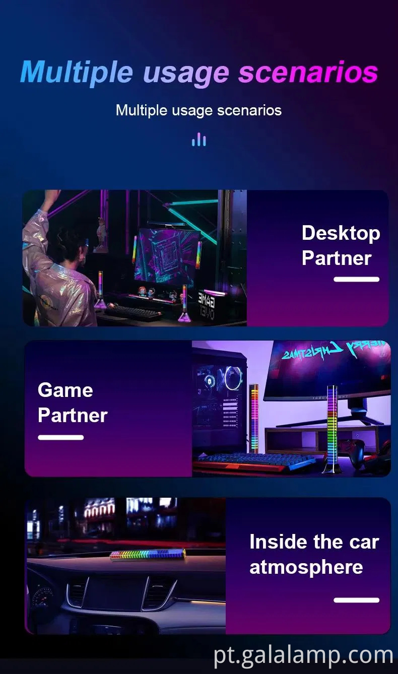 Luz ambiente de carro controlado por aplicativo inteligente com efeitos de ritmo